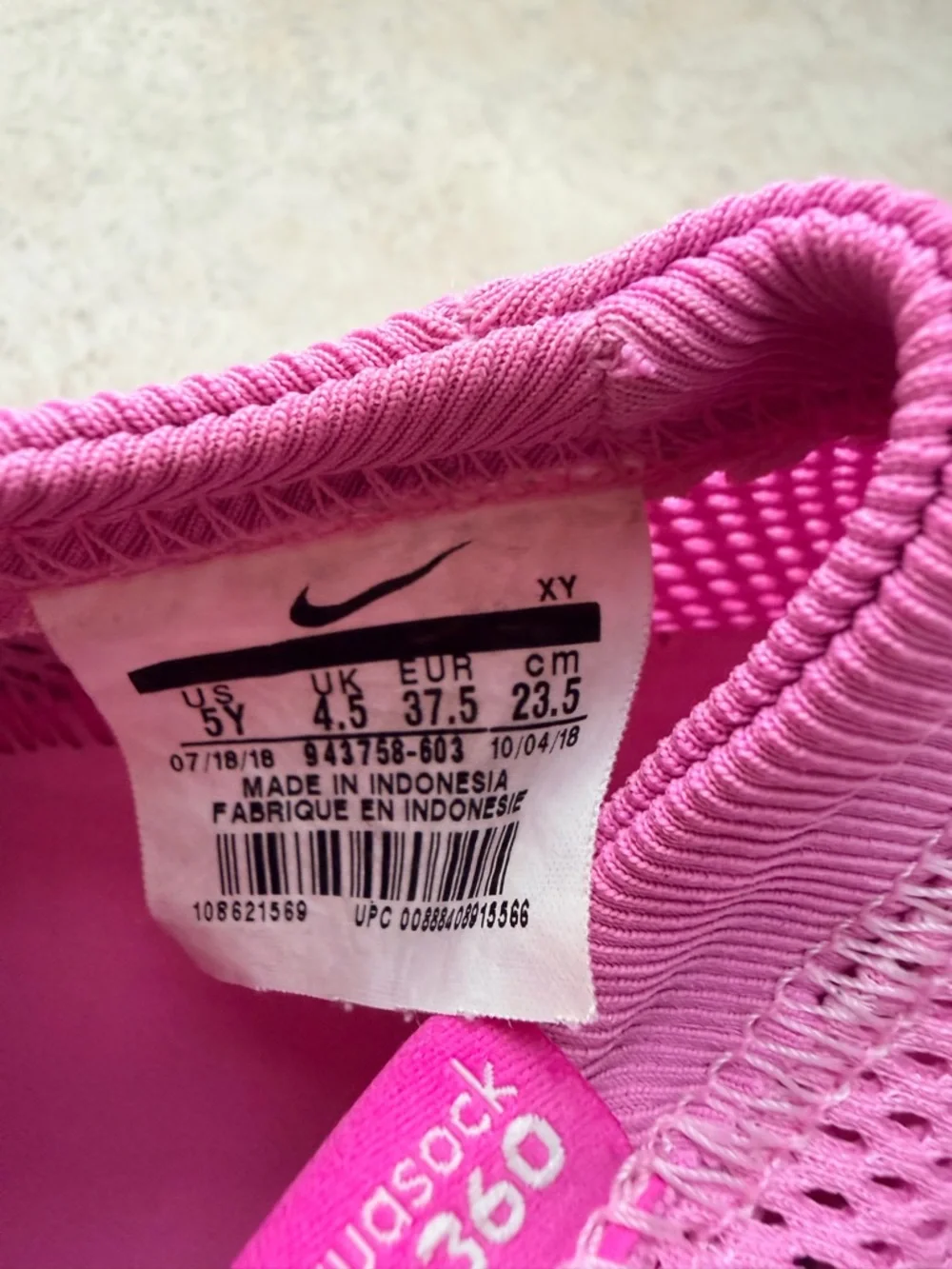 Nike Aquasock 360 Pink Mesh Slip-On Water Shoe with Black Sole